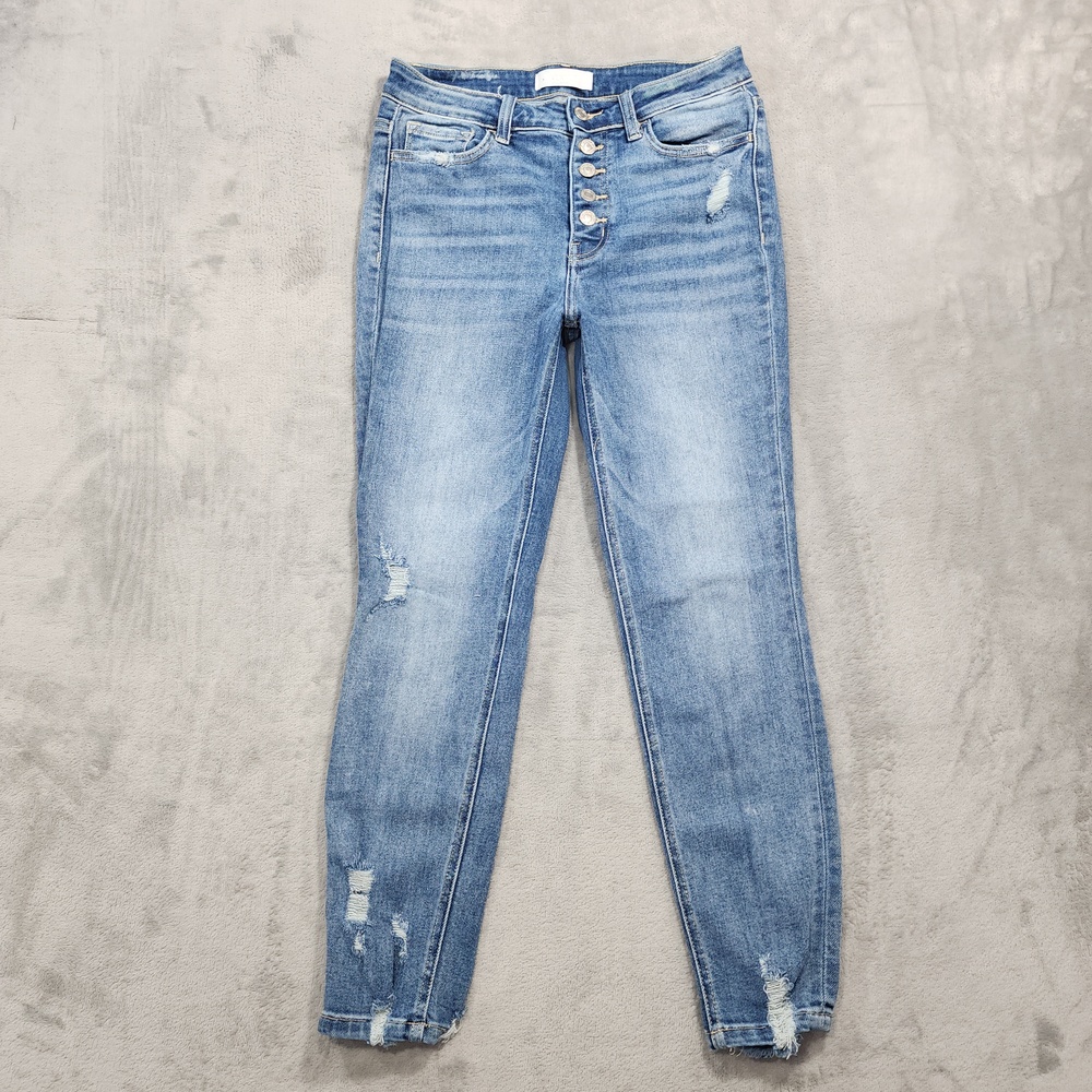 Vervet Jeans Womens 29 Blue Light Wash Mid Rise Skinny Distressed Stretch Denim